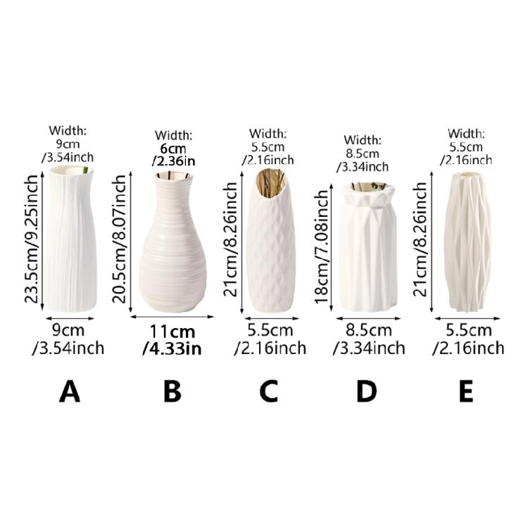 Multifunctional White Plastic Vases Shatterproof Design Faux Ceramics Vases for Living Room Dining Room Office Decors