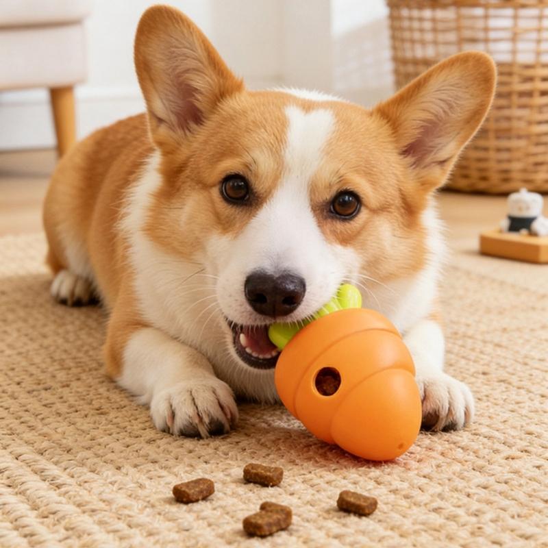 Fun Pet Treats Feeder Toy with Carrot Shape Plastic Slow Feeder Food Dispenser For Dog And Cats Mental Stimulation