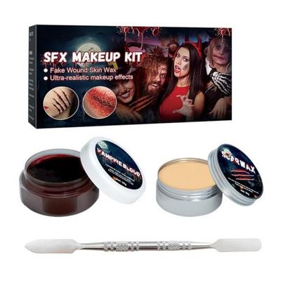 Narbenwachs SFX Make-up Set Halloween Kunstblut Realistische Wundenmodellierung Gesichtskörperfarbe Spezialeffekte für Cosplay Bühnenkostüme