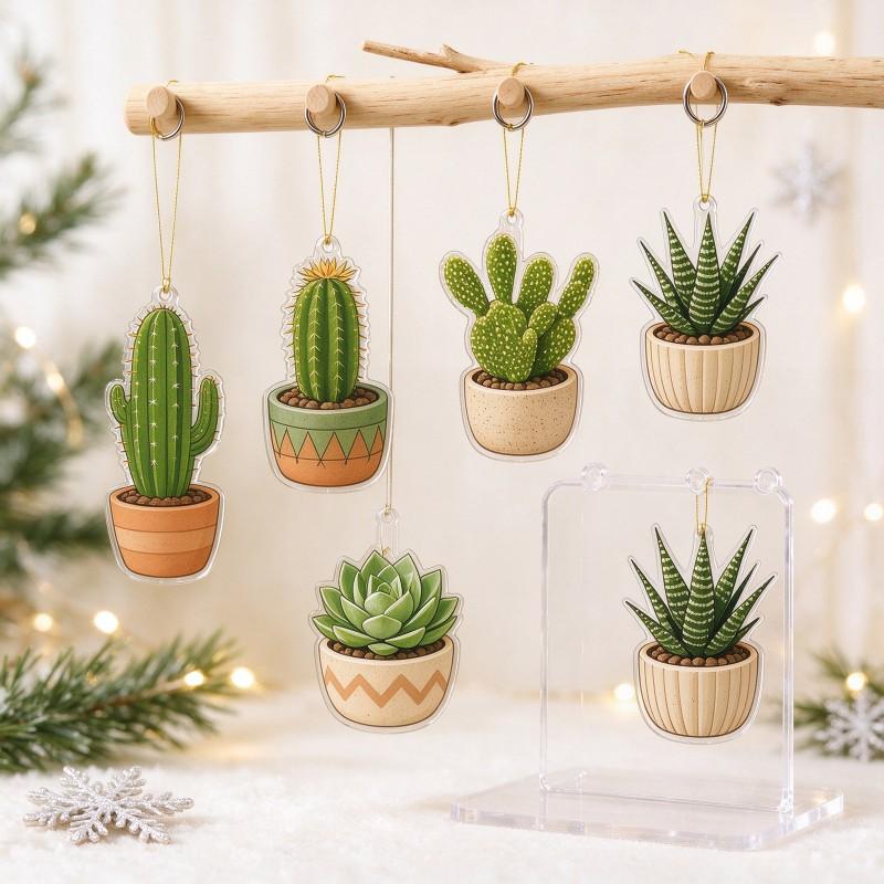 Calendario dell'Avvento Piante Desertiche Mini Succulente Cactus Ciondoli Conto alla Rovescia di Natale Scatola Cieca