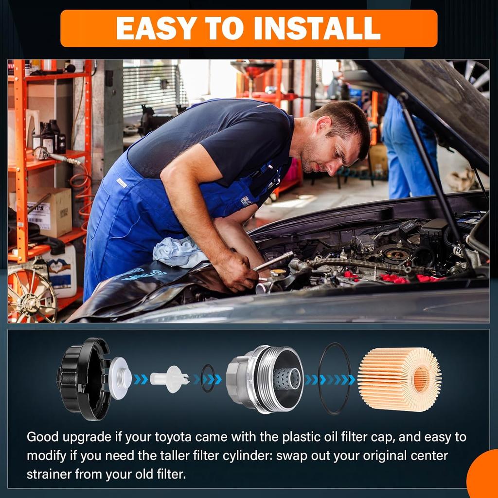 15620-31060 Oil Filter Housing Cap Assembly Kit for Toyota Rav4 Tundra 4Runner Camry Highlander Tacoma Lexus RX350 Aluminum Oil Filter with Wrench