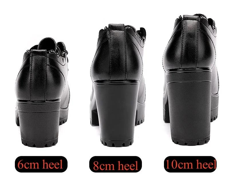 6cm 8cm 10cm Small Size 32-43 Deep Mouth Soft Leather Shoes Women Platform Pumps 2025 Fall Block High Heels Shoes Office Model