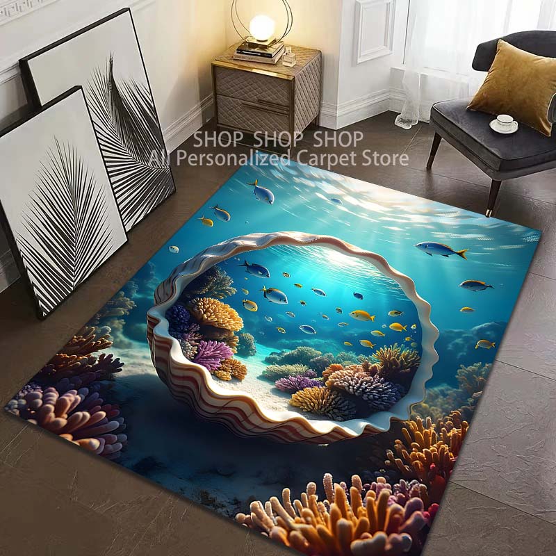 

1PC Mystery Dreamy Ocean Starfish Art Pattern Carpet for Living Room Bedroom Sofa Home Decor Non-slip Floor Mat Luxury Gift 40x60cm