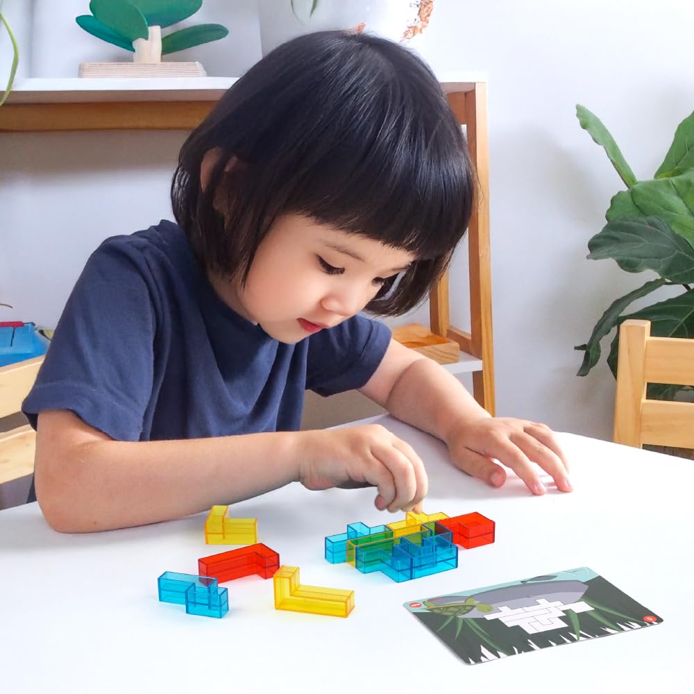 Transparent 3D Pentomino Puzzle For Spatial Shape and Brain Training Educational Blocks For Ages 18 Months To Seniors Set of 36 Electronic Pattern