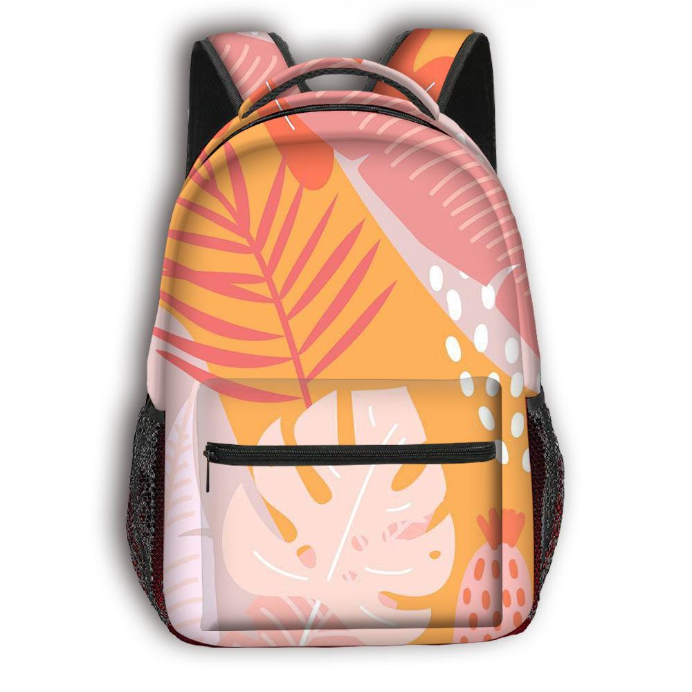 Cartoon Kpop Youthful School Bags Unisex Flowers Leaves Travel Bags 3D Print Oxford Waterproof Notebook Shoulder Backpacks