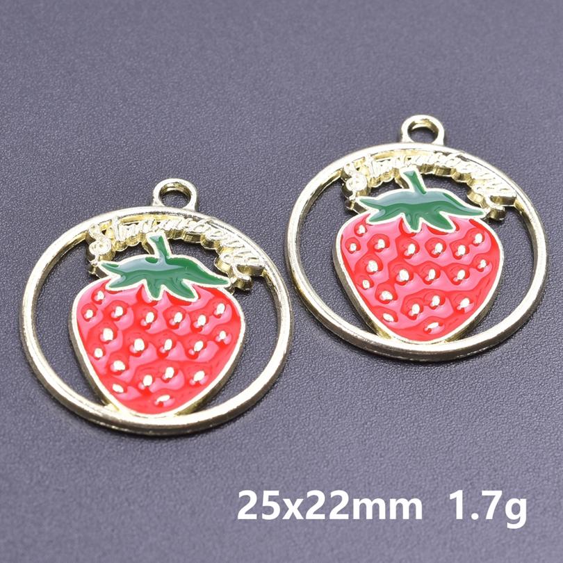 10pcs Cute Strawberry Pendant Charm Enamel Charms For Jewelry Making Supplies Fruit Accessories Handmade Materials DIY Breloque