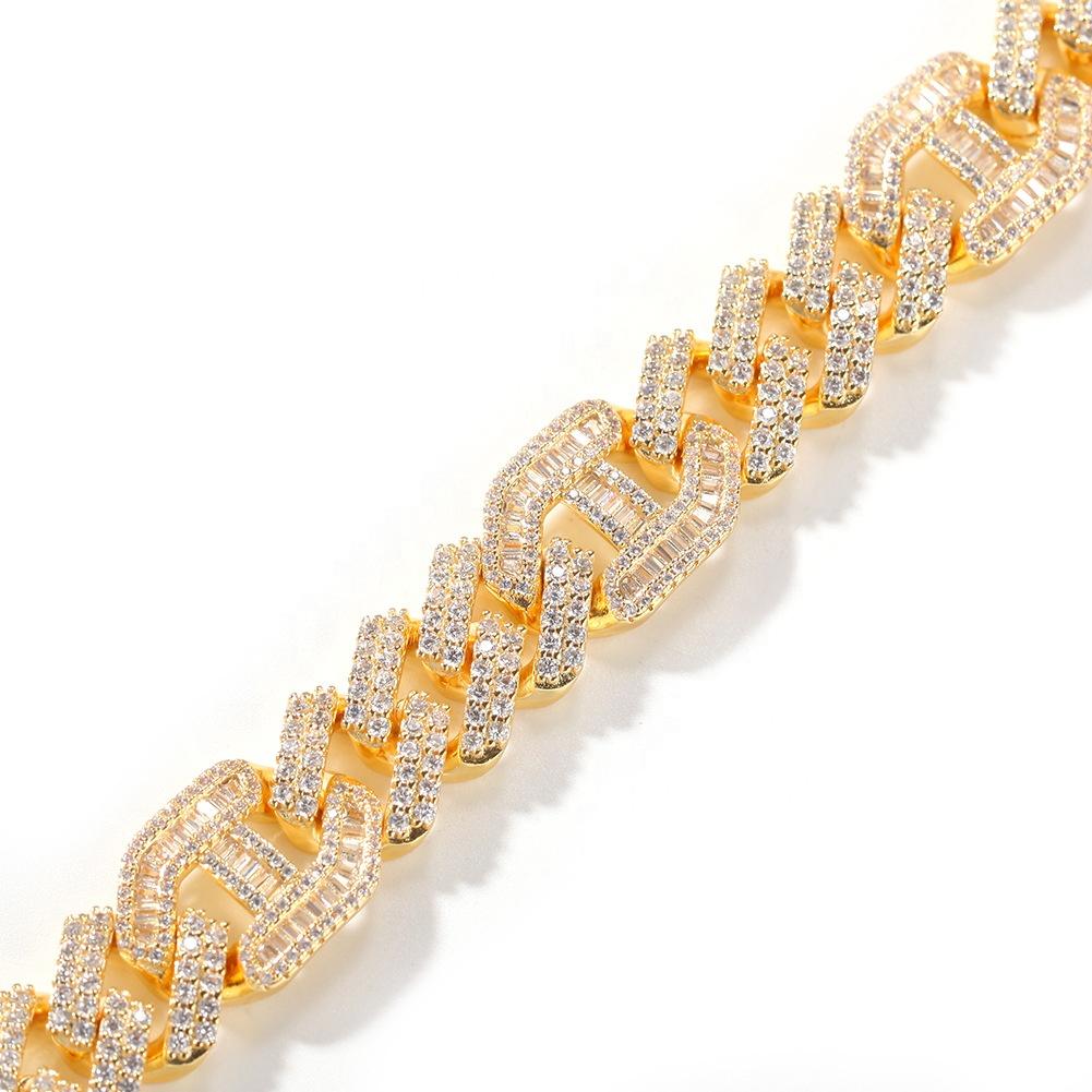 New Hip Hop Gold Jewelry Gold Silver Zircon Cuban Link Bracelet Bling Micro Zircon Bracelet Women Men Iced Out Diamond Bracelets