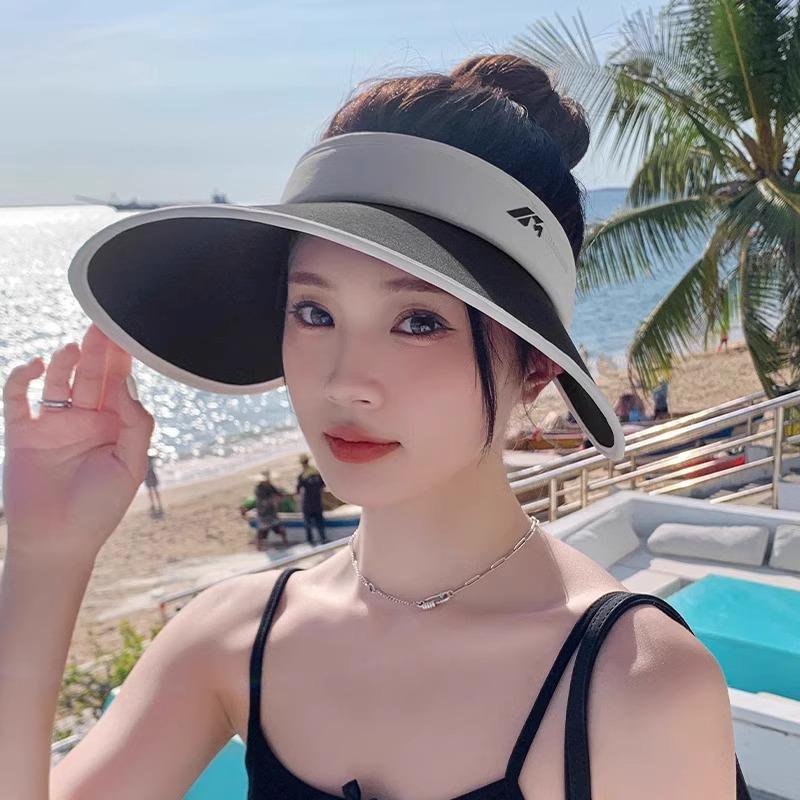 Large Brim Empty Top Sun Protection Hat Women's Summer New Outdoor Sun Hat UV Protection Cycling Sun Hat