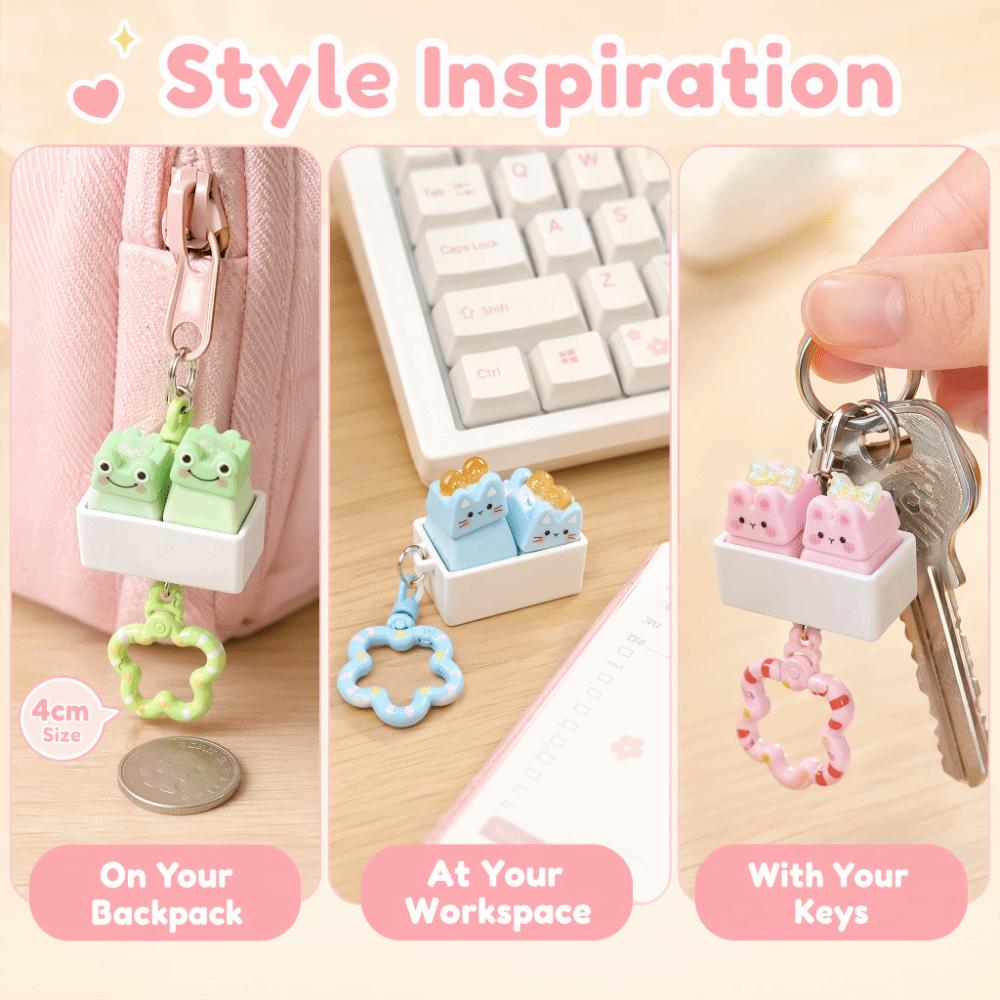 Finger Button Anti-stress Toy Pendant Cheese Calming Keychain Keys Fidget Keychain  Children Adults