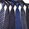 Navy Blue Series Oblique Striped Tie Men'S Business Flower 8Cm Polyester Silk Tie