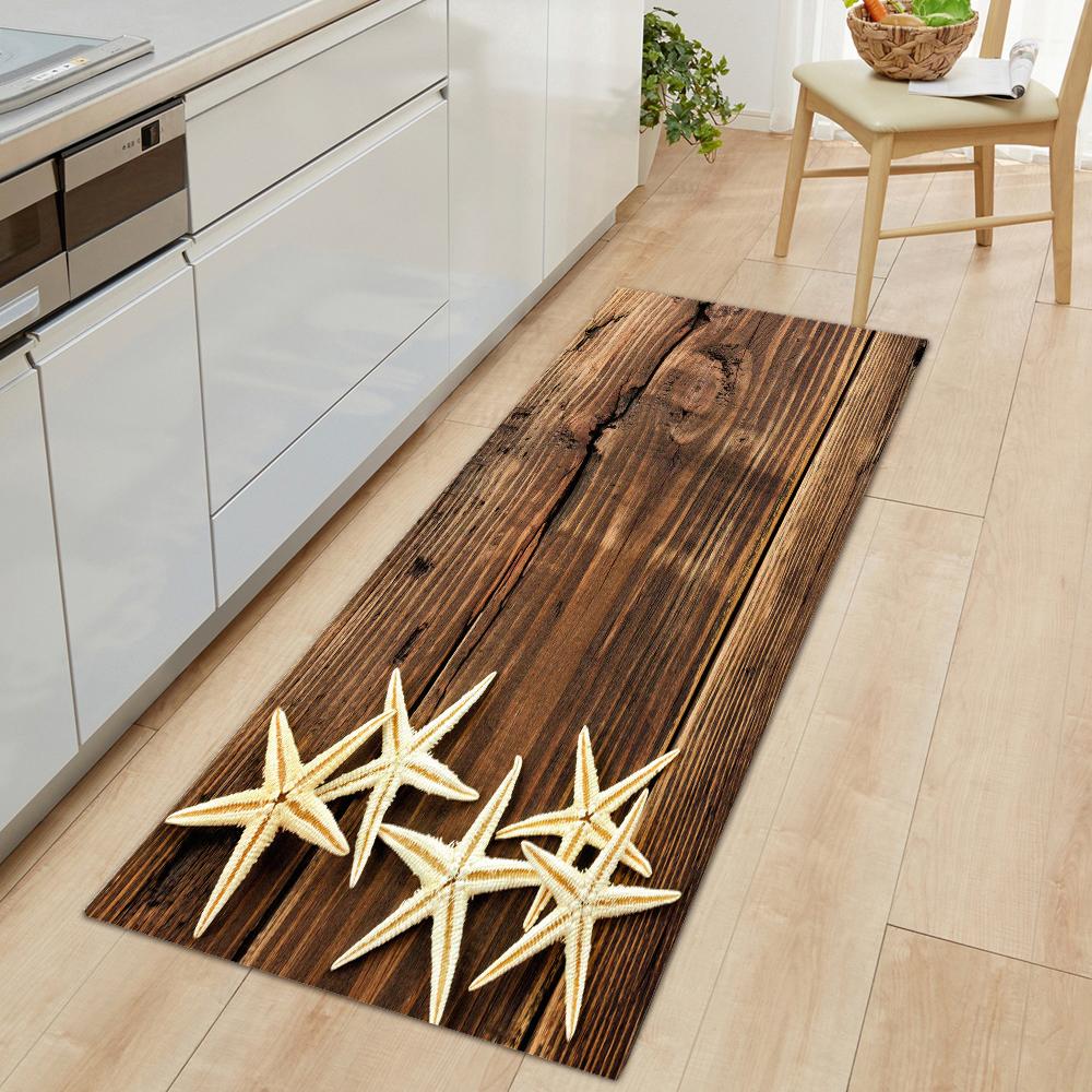 Imitation Wood Grain Stripe Kitchen Mat Entrance Doormat For Living Room Rug Home Bedroom Floor Hallway Balcony Anti-Slip Carpet