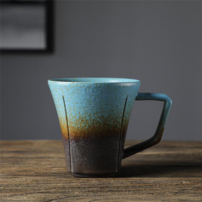 Ceramic Mug Retro Home Coffee Cup Gradual Change Glaze Cup Creative Water Cup Mug Breakfast Cup Coarse Pottery Cup