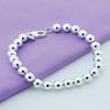 8mm glattes Perlenkettenarmband 925 Sterling Silber Schmuck
