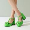 Escarpins à talons hauts pour femmes, chaussures d'été, plateforme, escarpins D'Orsay, lanières, noir, vert, blanc, nœud, fête, danse, chaussures de mariage, femme