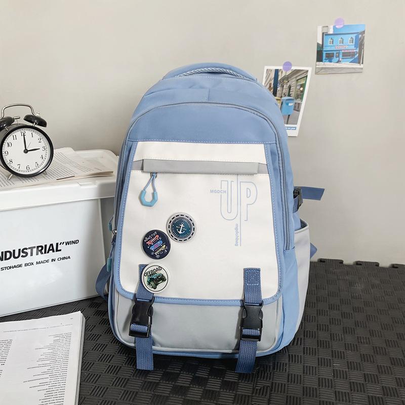 Contrasting Color Backpack Female Student Schoolbag Male College Wind Backpack Simple Casual Junior High School Student Backpack
