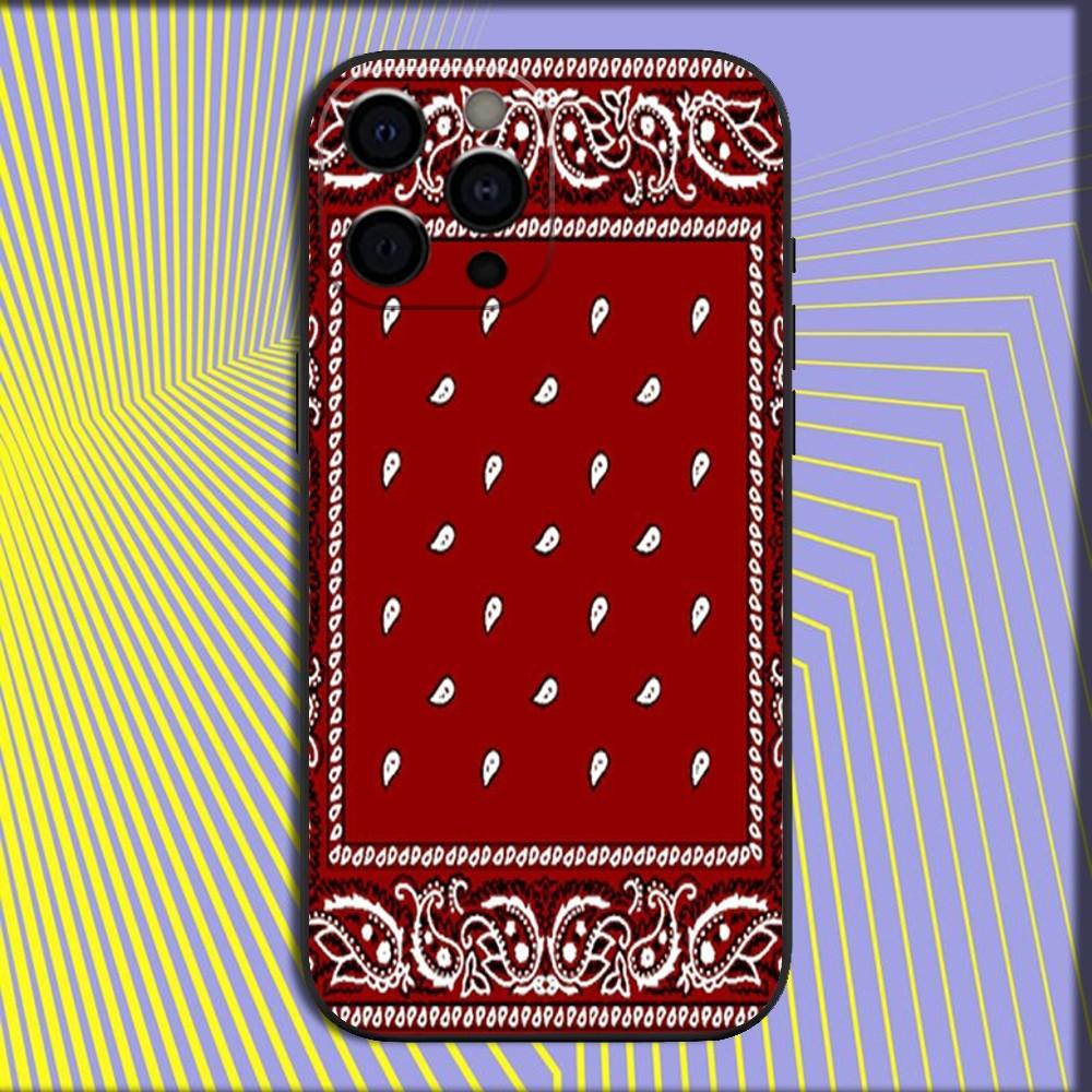 Bandana Pattern Phone Case For iPhone 16,15,14,13,12,11,Pro,X,XS,Max,XR,Plus,Mini Soft Black Cover