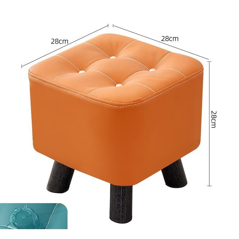 Home Living Room Tea Table Stool Solid Wood Sofa Stool Pedal Door Change Shoes Low Stool Cat Scratch Leather Pier