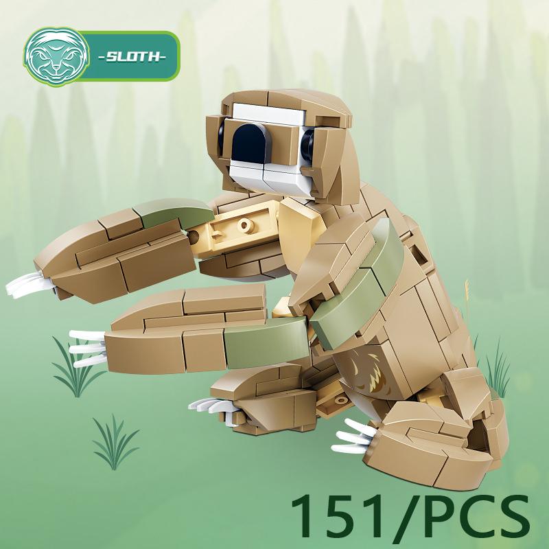 MOC Puzzle Zvířecí Stavební Kostky Včela Tygr Lev Žirafa Žába Krokodýli Liška Pták Divoké Prase Hmyz Mini DIY Cihlová Hračka Dárek F029