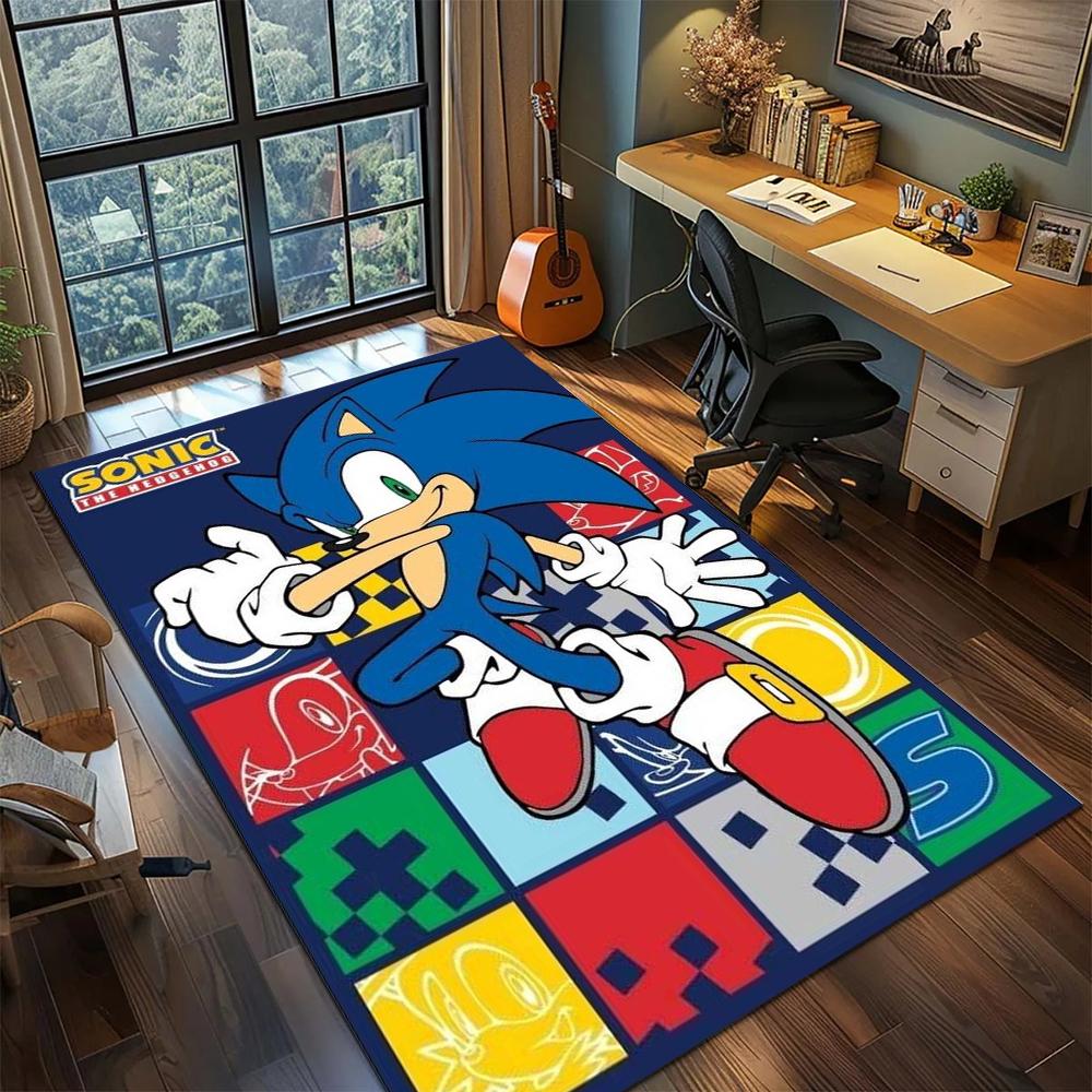 Sonic the Hedgehog Non Slip Floor Mat Rug Carpet Large Area Rug for Home Decor Bedroom Gamer Room Printed Washable -xia47