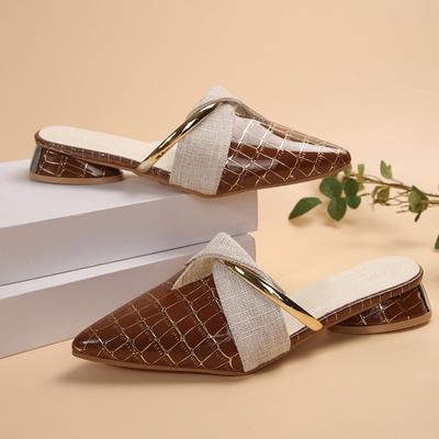 Pointed Toe Sandals Designer Luxury Women  Summer Slippers Outer Wear Elegant Single Shoes Plus Size  Chaussure Femme 2025