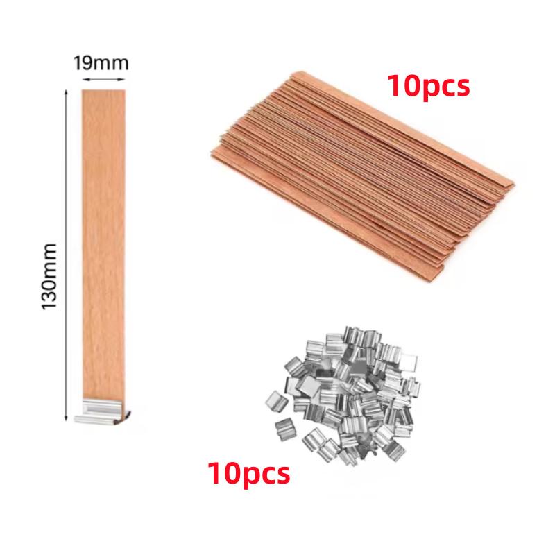 10/30pcs Wooden Candle Wick Set With Clip Base Smokeless Candle Wicks for DIY Paraffin Candle Jar Making Candle Making Supplies