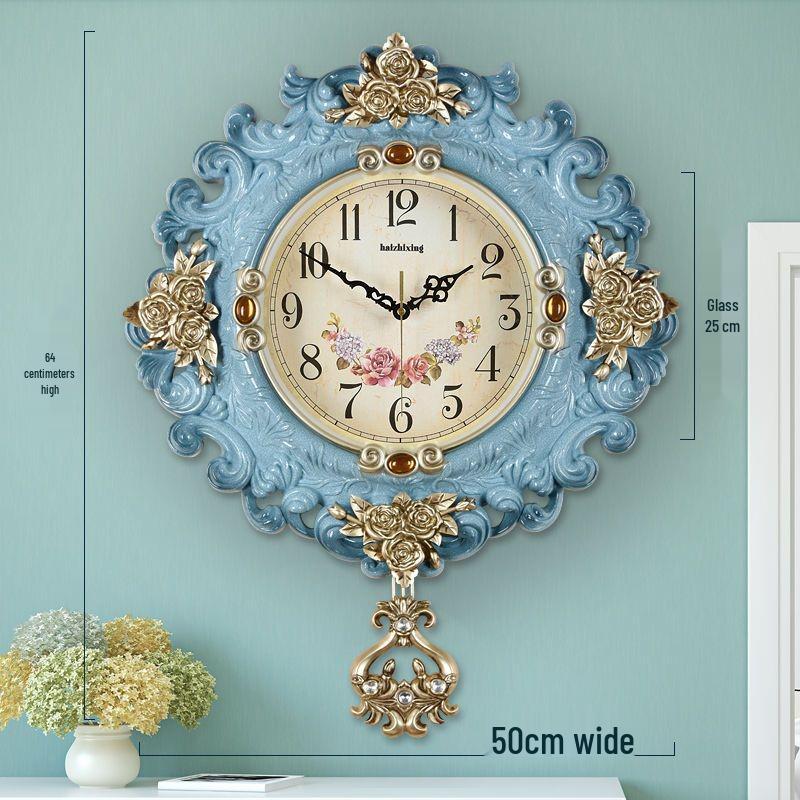 European Retro Pastoral Quartz Wall Clock for Living Room - Simple Creative Design