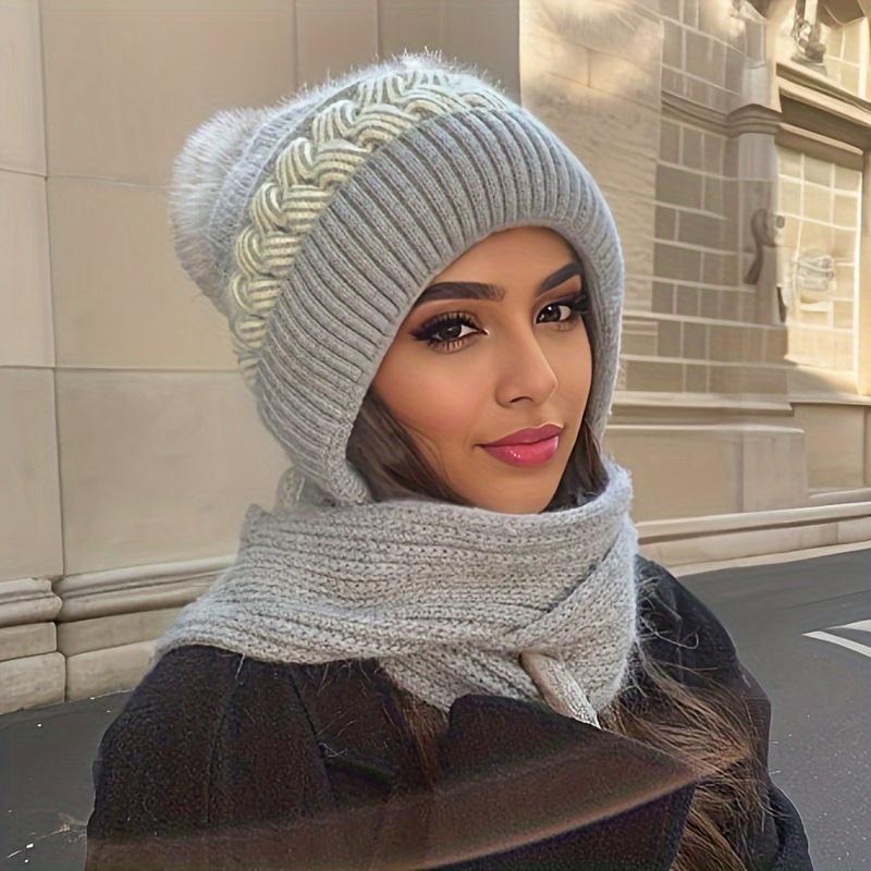 2025 Women'S Winter Warm Hat & Scarf Combo - Soft, Windproof, Ears Covering Beanie with Adjustable Clasp, Lightweight & Comfortable