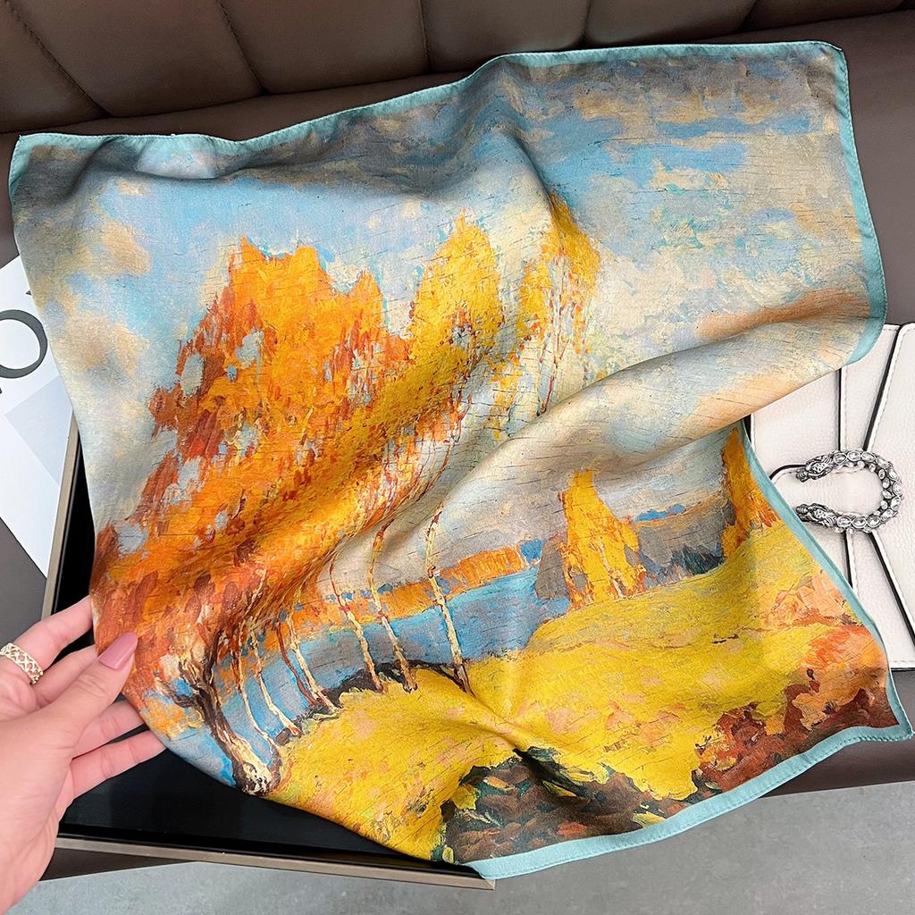 New 100% Natural Real Silk Scarf Fashion Lady Foulard Female Bandana Scarves  Women Hijab Shawl Wraps Square Neckerchief