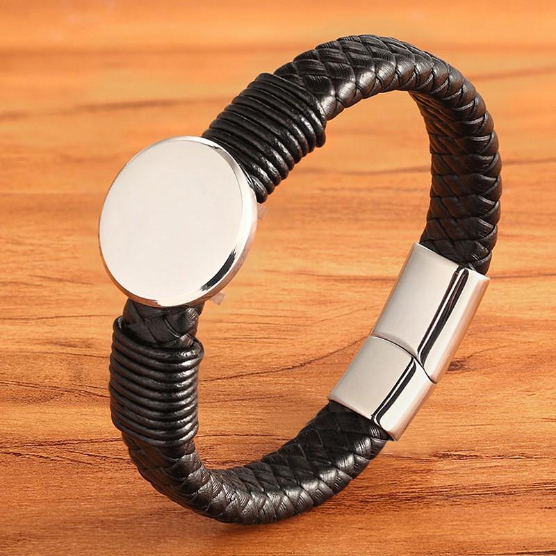 Mens Titanium Steel Magnetic Bracelet With Round Button Design Adjustable Length Unisex Fashion Accessory
