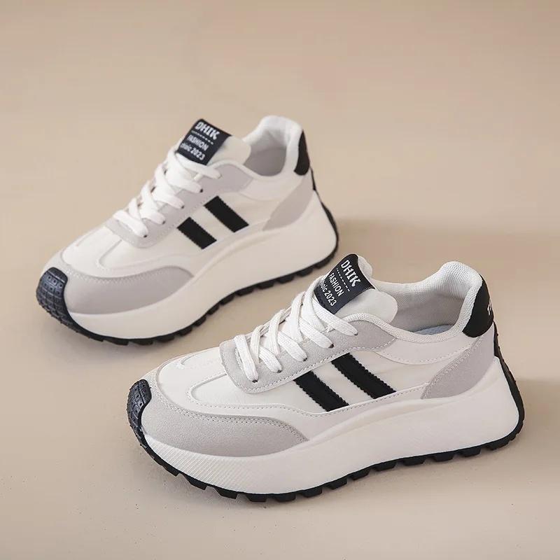 Women's Comfortable Thick Bottom Casual Shoes Spring Summer Autumn Fashionable Breathable Mesh Lined Round Toe Flat Footwear