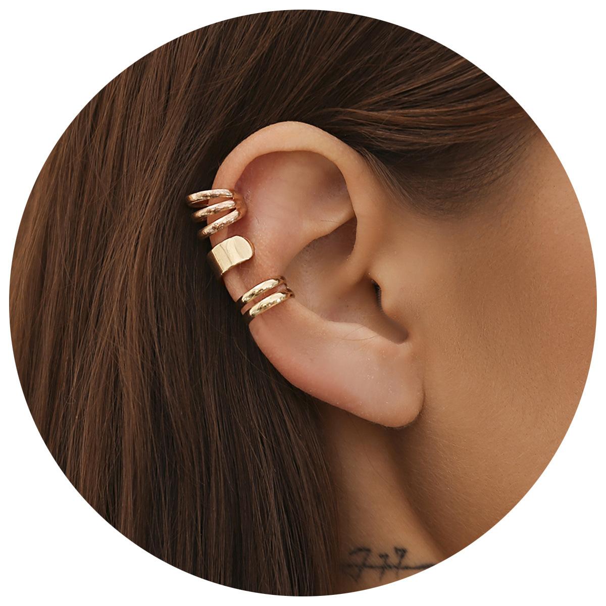 

Metal wind double-circle polished Earrings jewelry, sweet and cool design, simple geometric ear clips, women