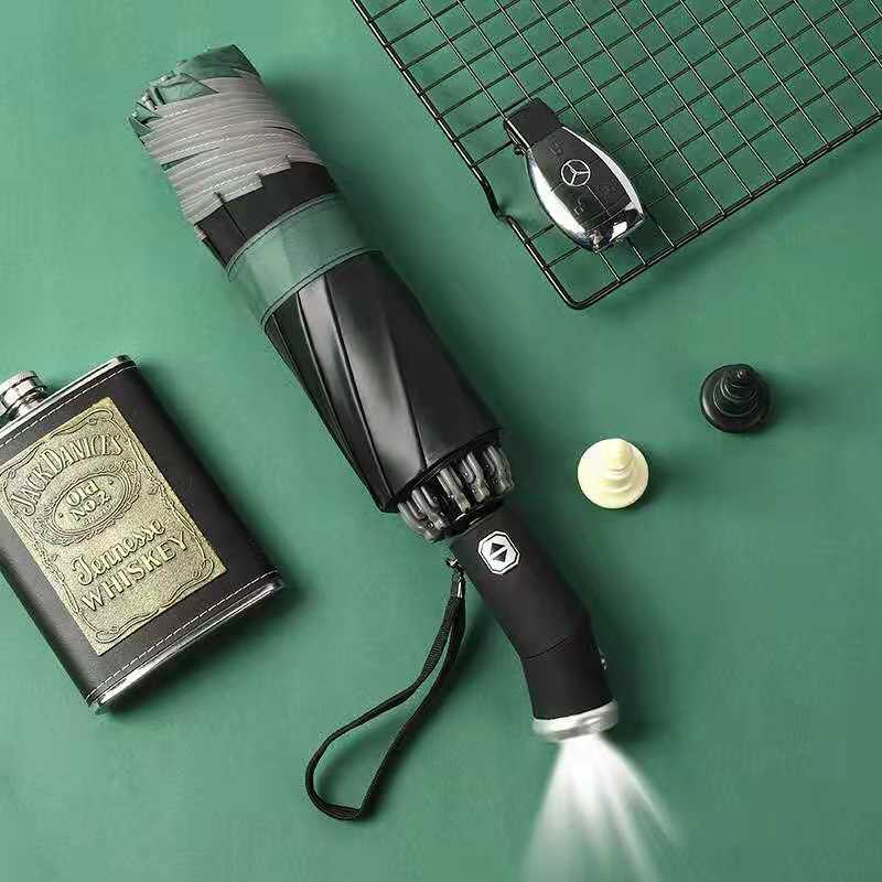 Windproof Reverse Automatic Lighting Umbrella Women Men Car Large Business 3Folding Umbrellas Reflective Stripe Gift Parasol