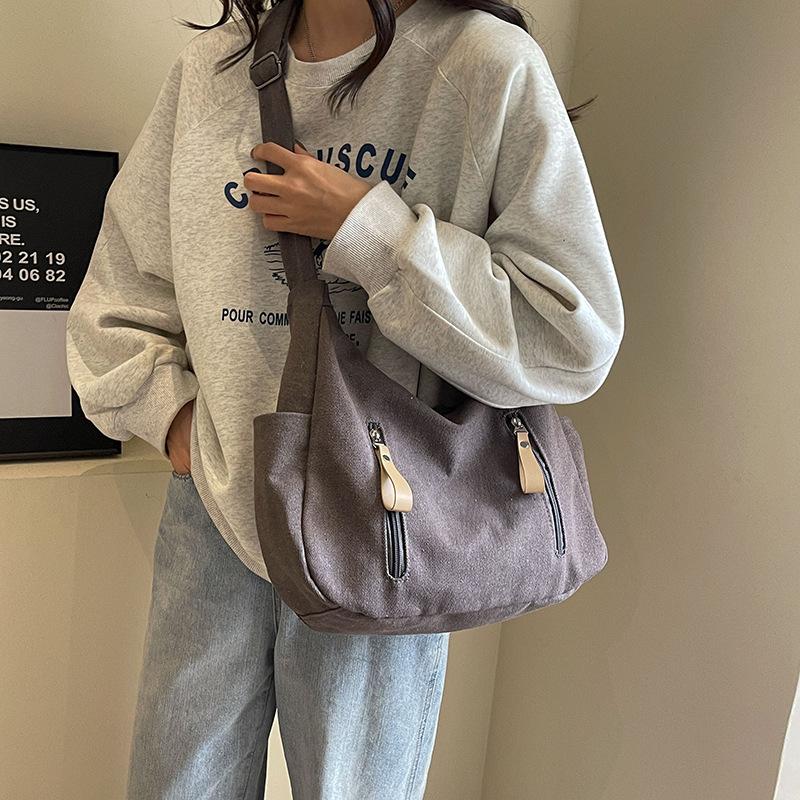 Canvas Bag Women's Large Capacity Tote Bag Student Shoulder Crossbody Bag