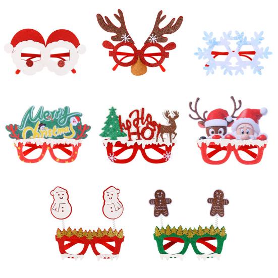 Holiday Party Supplies for Photos Christmas Glasses Photo Booth Props, Felt Reindeer Santa Snowman Eyeglasses Festive Costume Holidays Party,