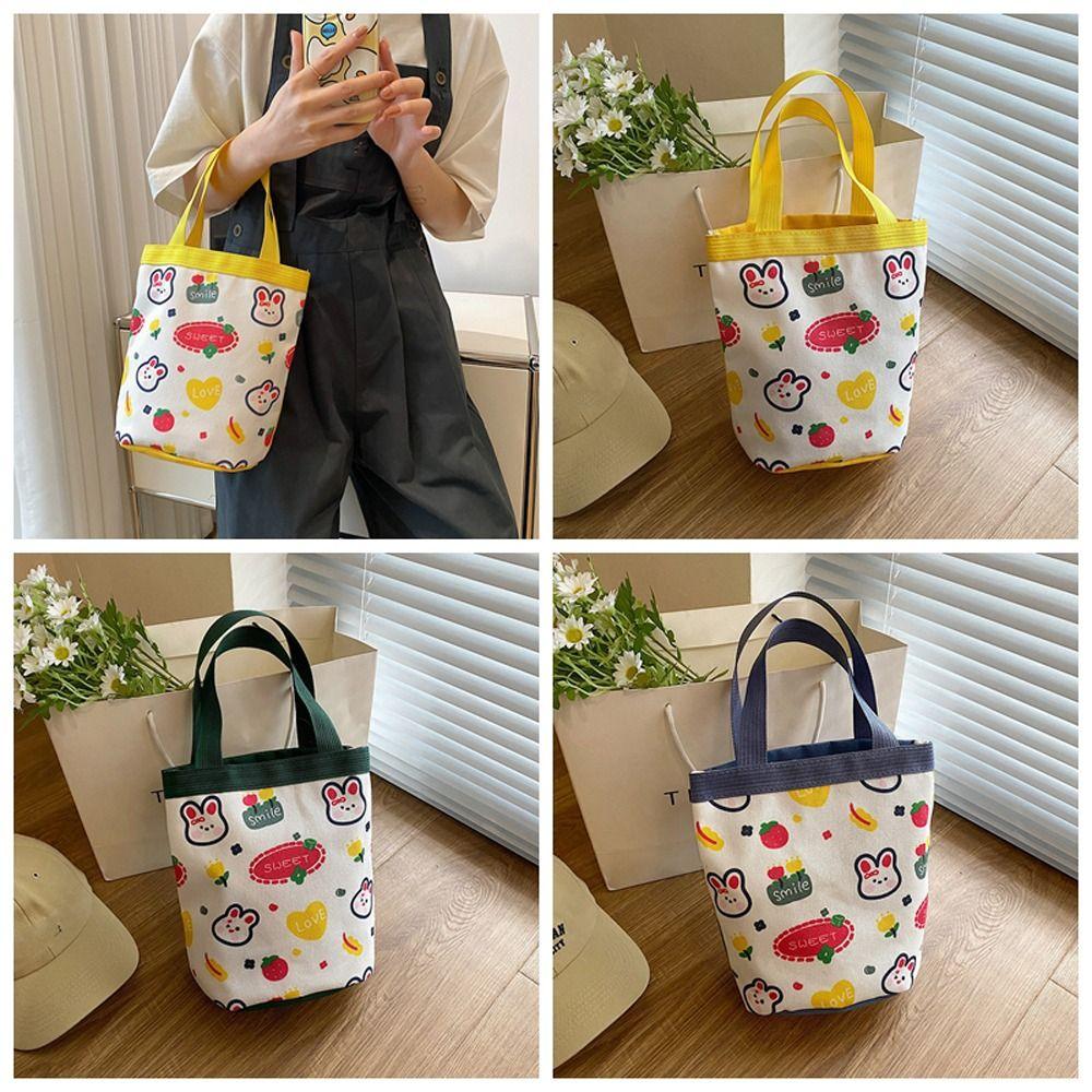 

Letter Animal Handbag Heart Flower Lunch Bag Cute Canvas Rabbit Bucket Bag Travel