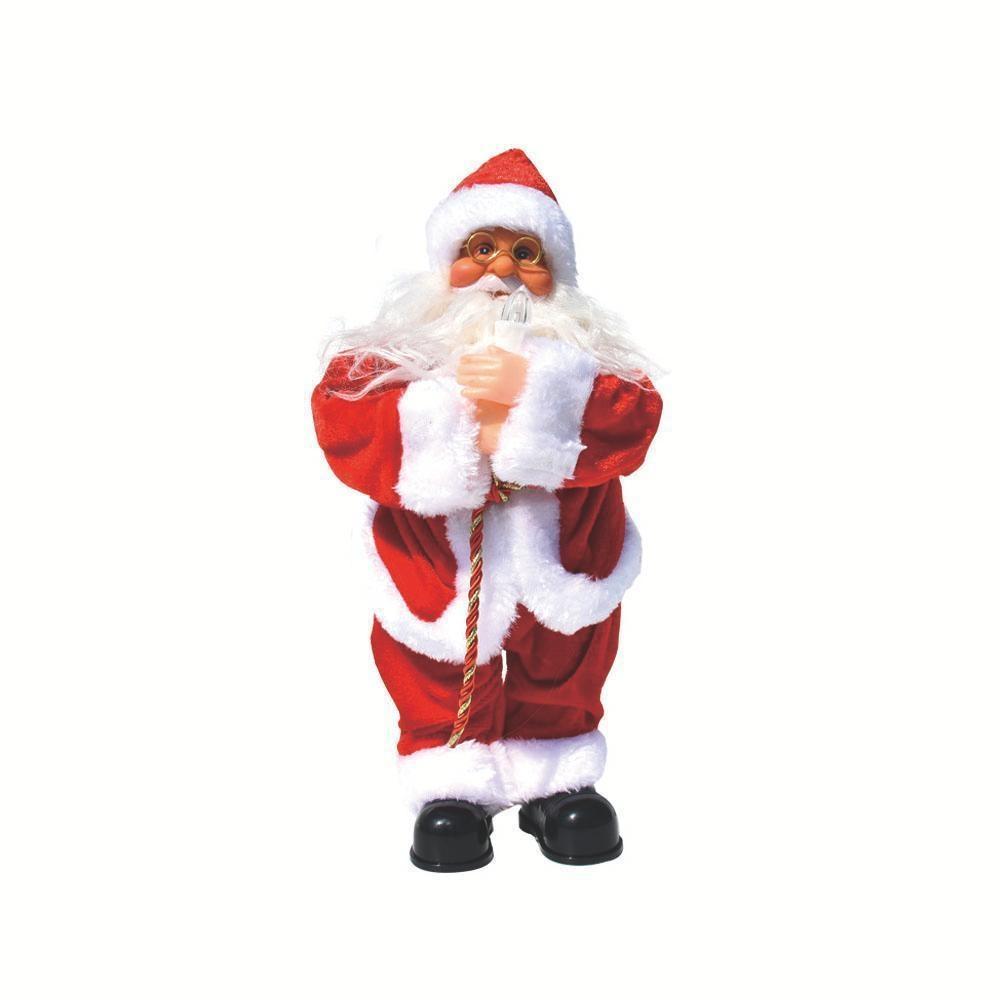 Electric Musical Reindeer Pull Cart Santa Figurine Christmas Decoration Table Decor Toy For Kids Holiday Stocking Stuffer Gift