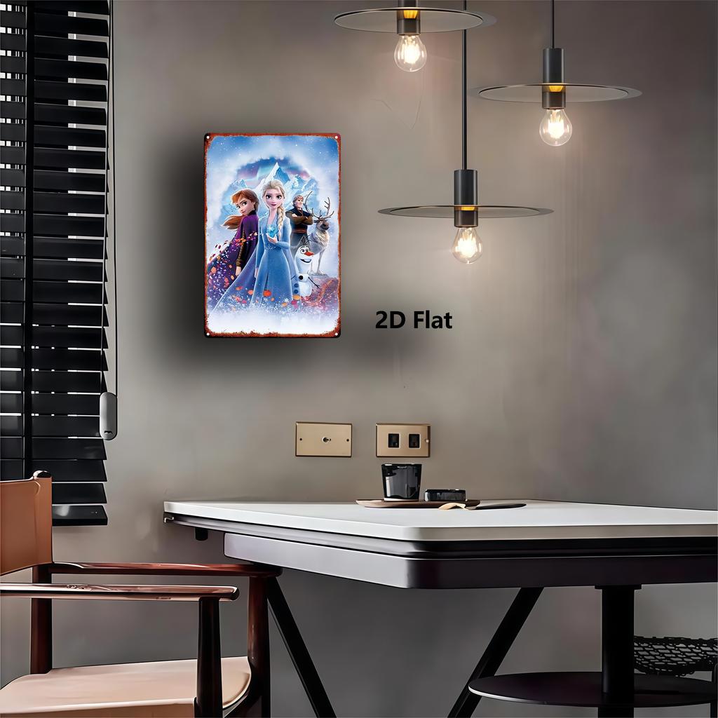 2D Flat, 1pc Disney Frozen II Elsa, Anna, Kristoff & Sven Metal Wall Decor - Official Frozen Birthday or Christmas Decoration -