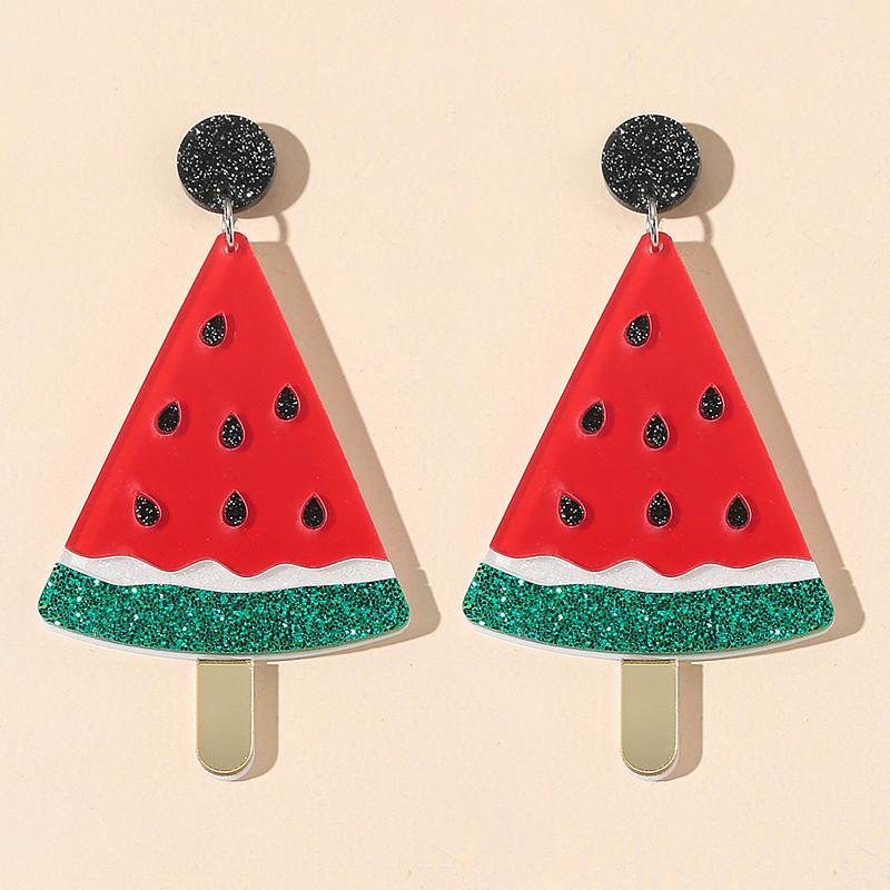 Trendy Funny Fruit Vegetables Acrylic Women's Drop Earrings Cute Strawberry Watermelon Lemon Cherry Dangle Earring Party Jewelry