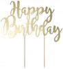 Happy Birthday Cake Topper Gold, 22.5cm, 1pc