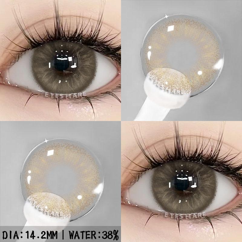 1pair Gray Color Contact Lenses For Eyes Colored Lenses Blue Lenses Natural Colorful Brown Contact Lenses Yearly Use
