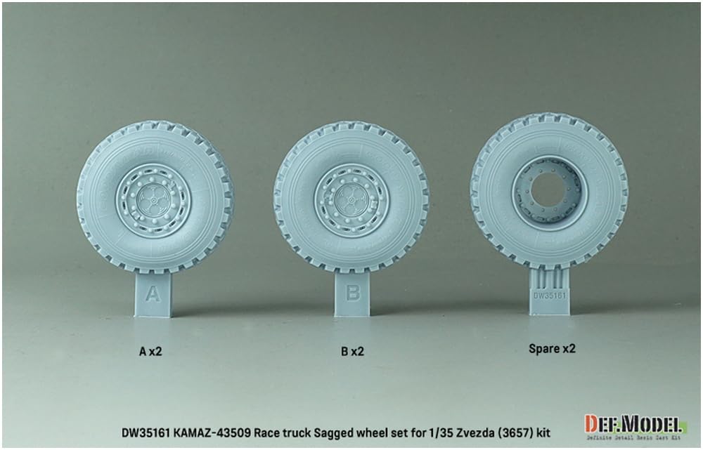 Scale Modern Russian Red Bull Rally Truck Tire Set Plastic Model Kit Parts DW35161 DEF.MODEL 1/35 KAMAZ-43509 Weight-Deforming (for Zvezda)
