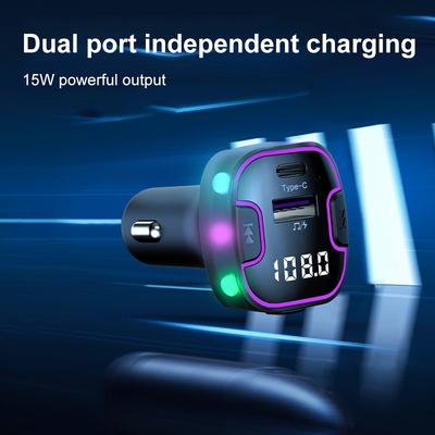 Émetteur FM Bluetooth 5.3 double USB pour voiture, Type-C PD, Ambiance, Lecteur MP3 avec adaptateur de charge rapide, Accessoires auto