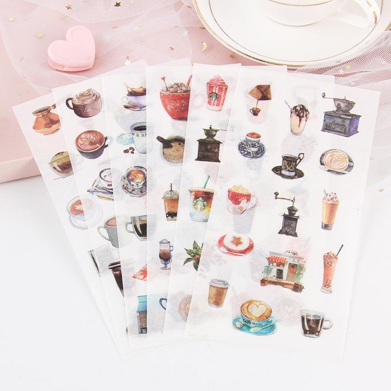 6sheets/set Cute Stickers Flower Cat Butterfly Washi Paper Stickers Pack Scrapbooking Supplies Japanese Kawaii Stationery