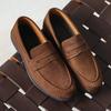 Male British square head increases height with one pedal Casual shoes Hairstylist Loafer Men's shoes Platform Doudou leather shoes A-5