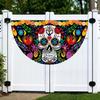 Watercolor Marigold Skeleton Day Of The Dead Fan Flag For Mexican Festival Party Decor
