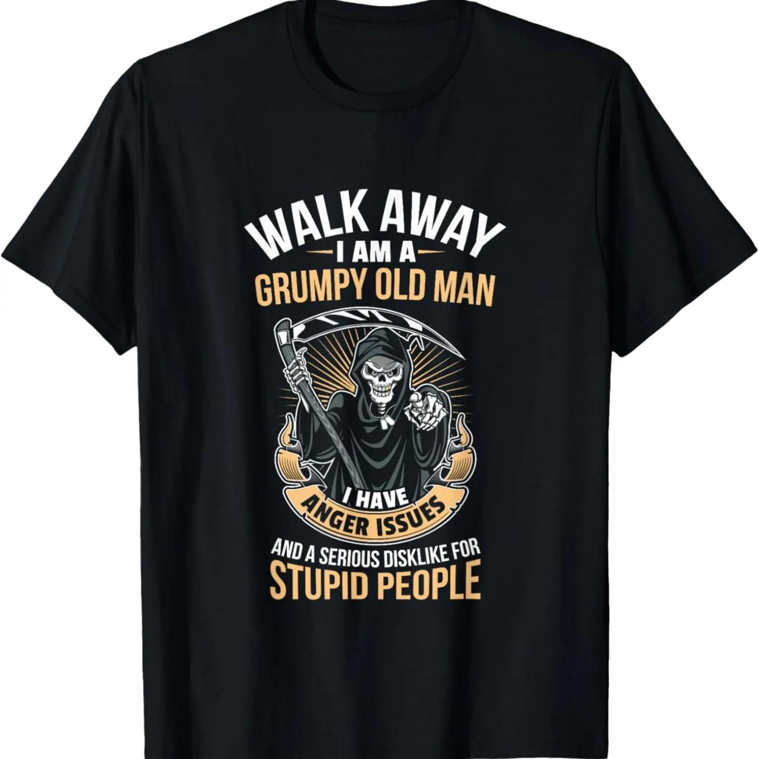 Grumpy Old Man Grandpa Father Biker Grim Reaper Gift T-Shirt S