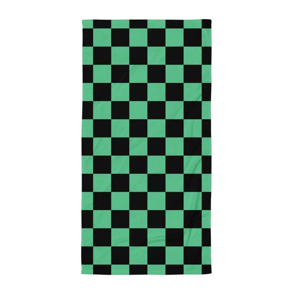 Geometric Pattern Beach Towel, Burgundy & Green, Summer Pool & Vacation Essential, Ideal Gift for Beach Lovers W40*H60(CM)