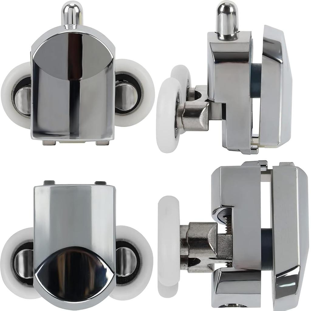 Shower Door Rollers Replacement Zinc Alloy Wheels with Anti Collision Block and Screws for Curved and Glass Doors