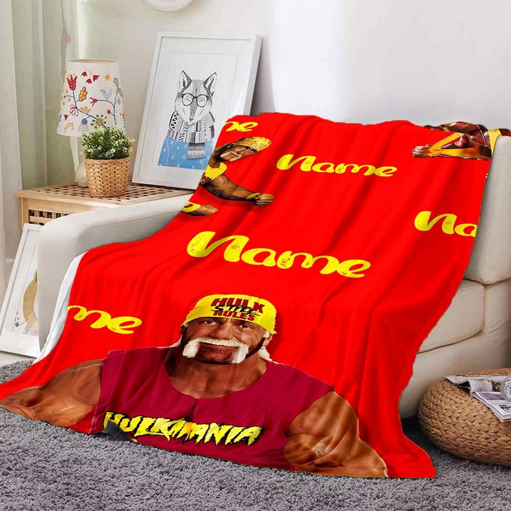 Customiz Name Personality Hulk Hogan  Blanket Soft &Warm Sofa Office Bed Travel Lunch Break Blanket, Gift Suitable All Seasons