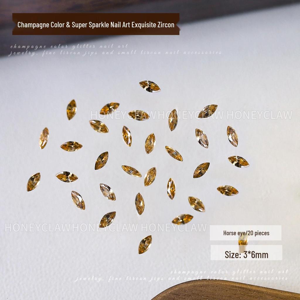 5A Champagne Champagne & Coffee Tone Zirconia Nail Art Rhinestones - Irregular Shapes: Water Drop, Horse Eye, Pigeon Egg.